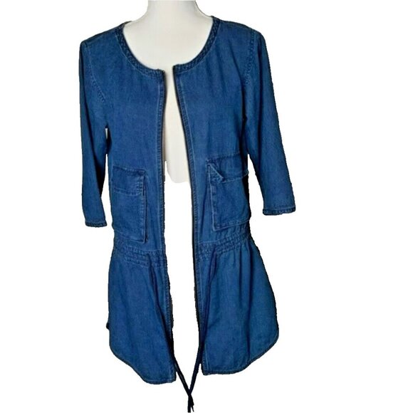 Marc by Marc Jacobs Medium Denim 3/4 Sleeve Zipper Front Drawstring Waist Dress - Picture 6 of 10